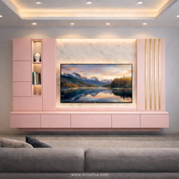 Averon Media Wall Blush Pink Color Averon Media Wall Blush Pink Color