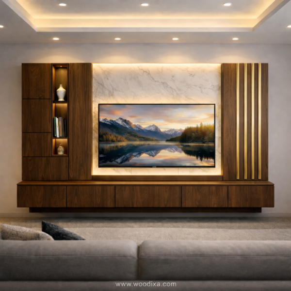 Averon Media Wall Dark Walnut Color Averon Media Wall Dark Walnut Color