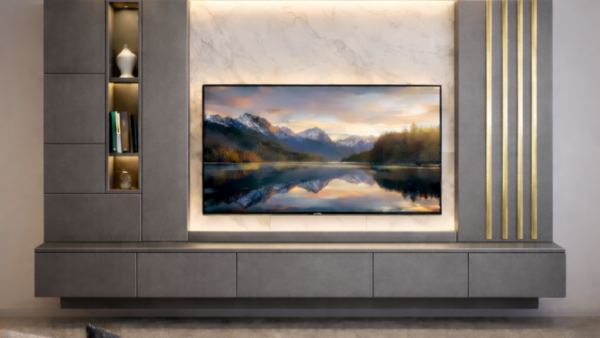 Home 10 Averon Media Wall Metallic Grey Color