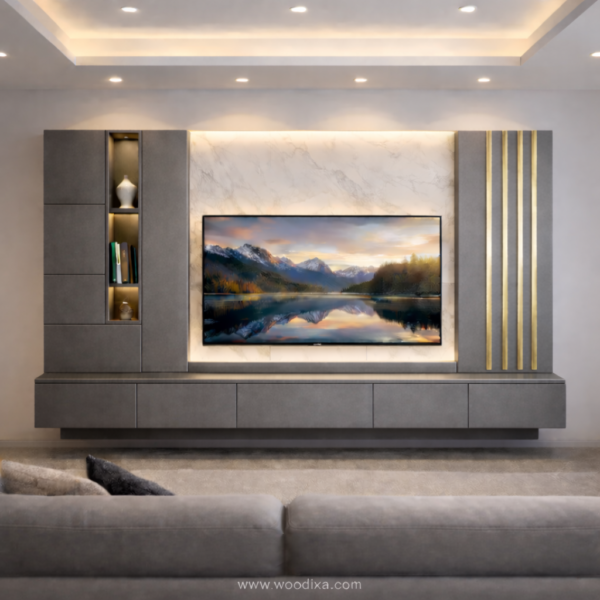 Averon Media Wall Metallic Grey Color Averon Media Wall Metallic Grey Color