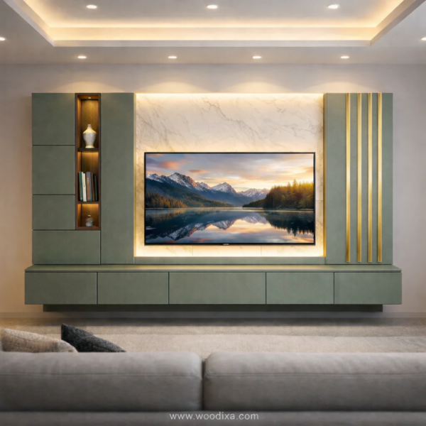 Averon Media Wall Sage Green Color Averon Media Wall Sage Green Color