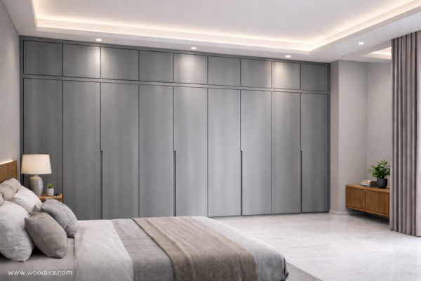 Elara Wardrobe Metallic Grey Color