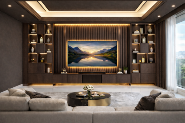 Elision Media Wall Dark Walnut Color Elision Media Wall Dark Walnut Color