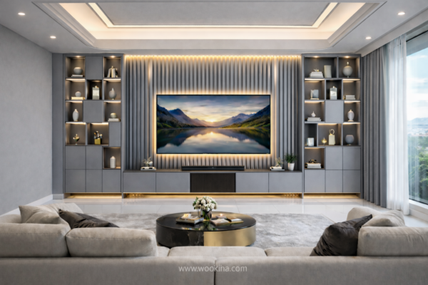 Elision Media Wall Metallic Grey Color Elision Media Wall Metallic Grey Color