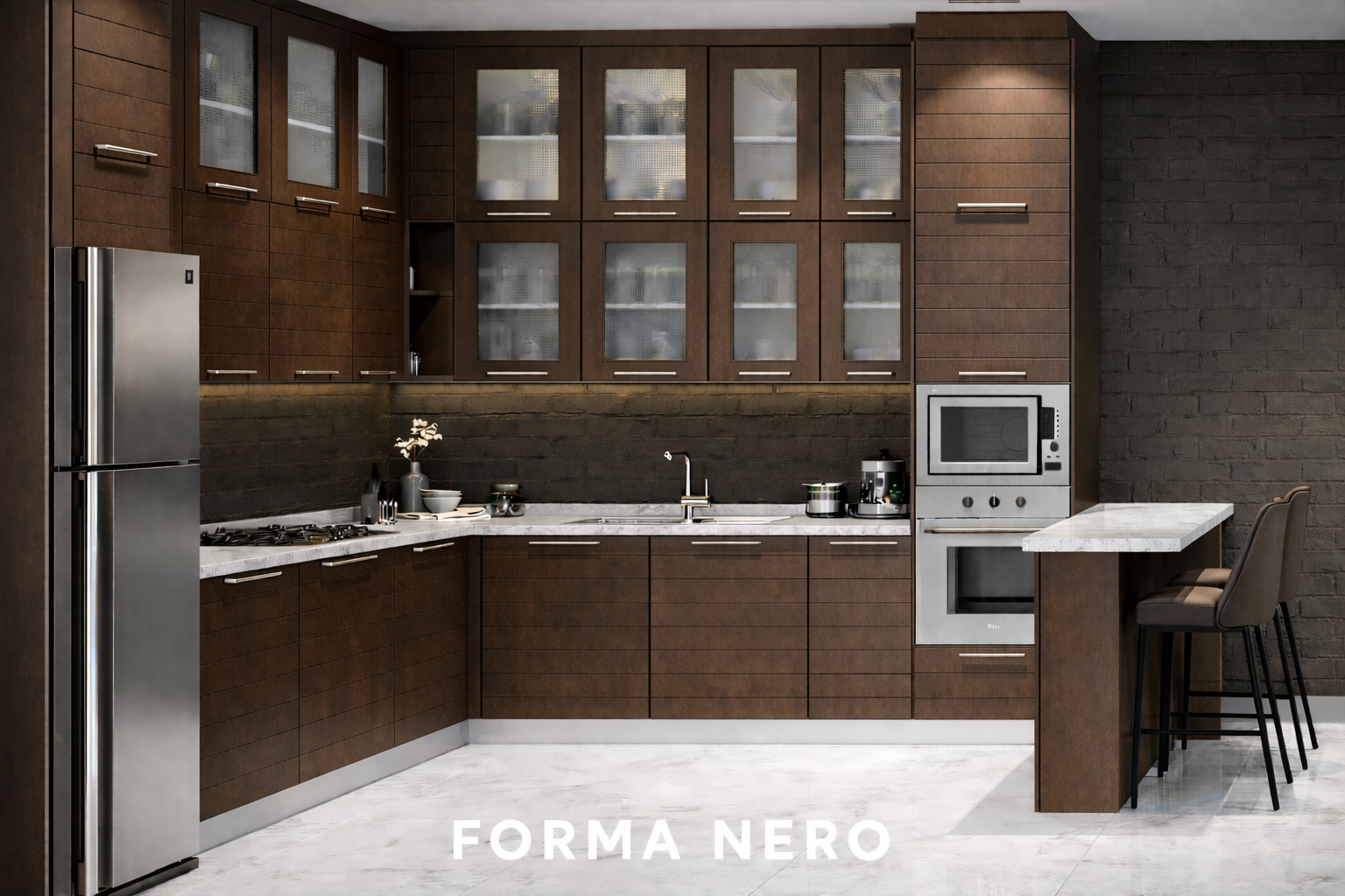 FORMA NERO Kitchen – Premium & Elegant Design 5 forma nero kitchen front dark walnut color