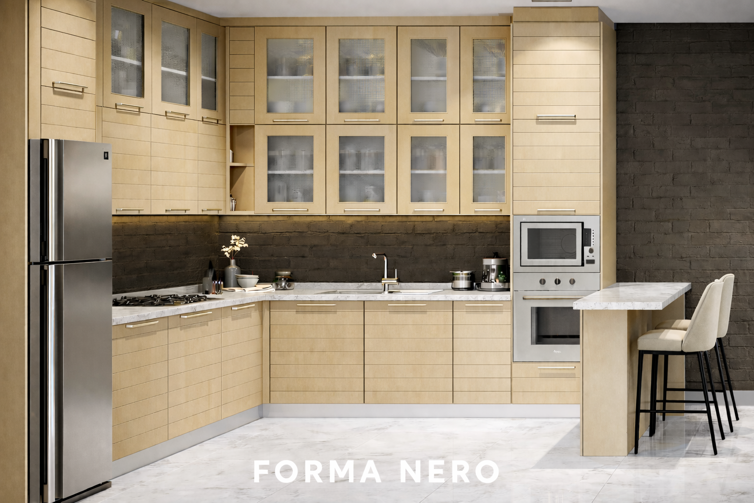 FORMA NERO Kitchen – Premium & Elegant Design 4 forma nero kitchen front natural oat color