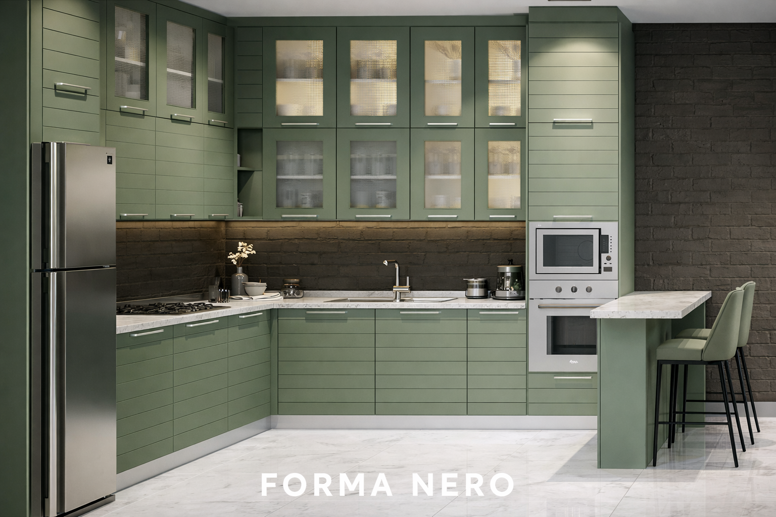 FORMA NERO Kitchen – Premium & Elegant Design 8 forma nero kitchen front sage green color