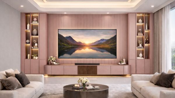 Obsidia Media Wall Front Blush Pink Color