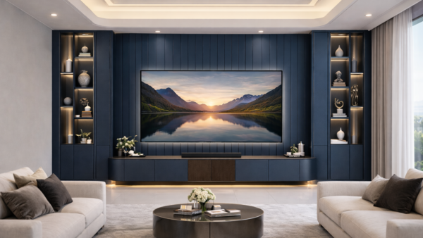 Obsidia Media Wall Front Navy Blue Color