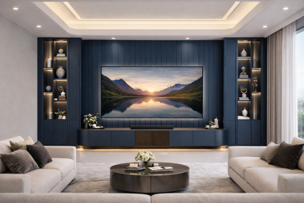 Obsidia Media Wall Front Navy Blue Color Obsidia Media Wall Front Navy Blue Color