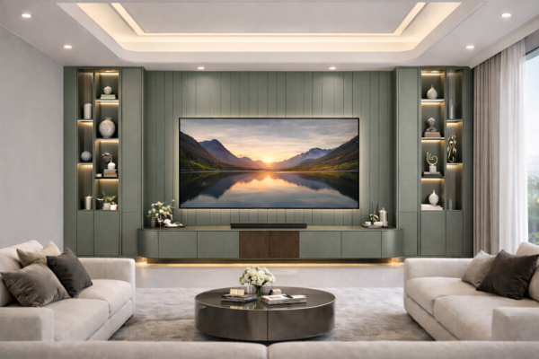 Obsidia Media Wall Front Sage Green Color Obsidia Media Wall Front Sage Green Color