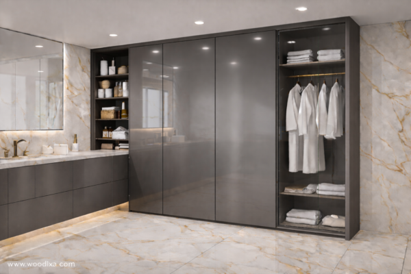 Riva Wardrobe Metallic Grey Color Riva Wardrobe Metallic Grey Color
