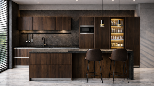 Terra Noir Kitchen Front Dark Walnut Color Terra Noir Kitchen Front Dark Walnut Color