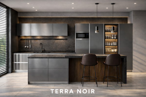 Terra Noir Kitchen Front Metallic Grey Color