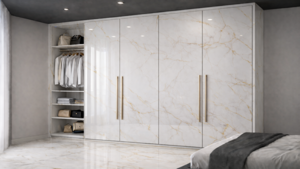 Velora Wardrobe White Marble Color
