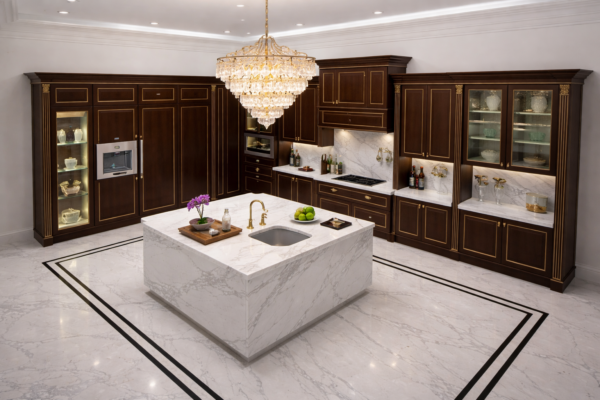 Vera Eleganza Kitchen Perspective Dark Walnut Color Vera Eleganza Kitchen Perspective Dark Walnut Color