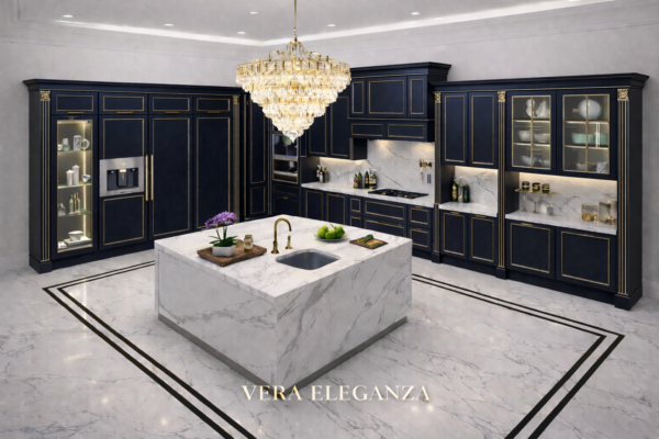 Vera Eleganza Kitchen Perspective Navy Blue Color Vera Eleganza Kitchen Perspective Navy Blue Color