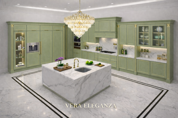 Vera Eleganza Kitchen Perspective Sage Green Color Vera Eleganza Kitchen Perspective Sage Green Color