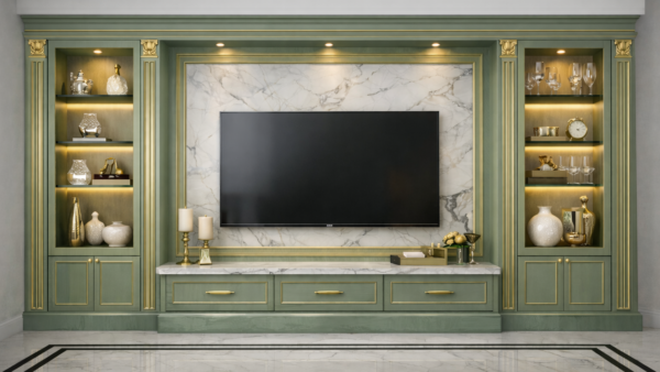 Vera Eleganza Media Wall Sage Green Color Vera Eleganza Media Wall Sage Green Color