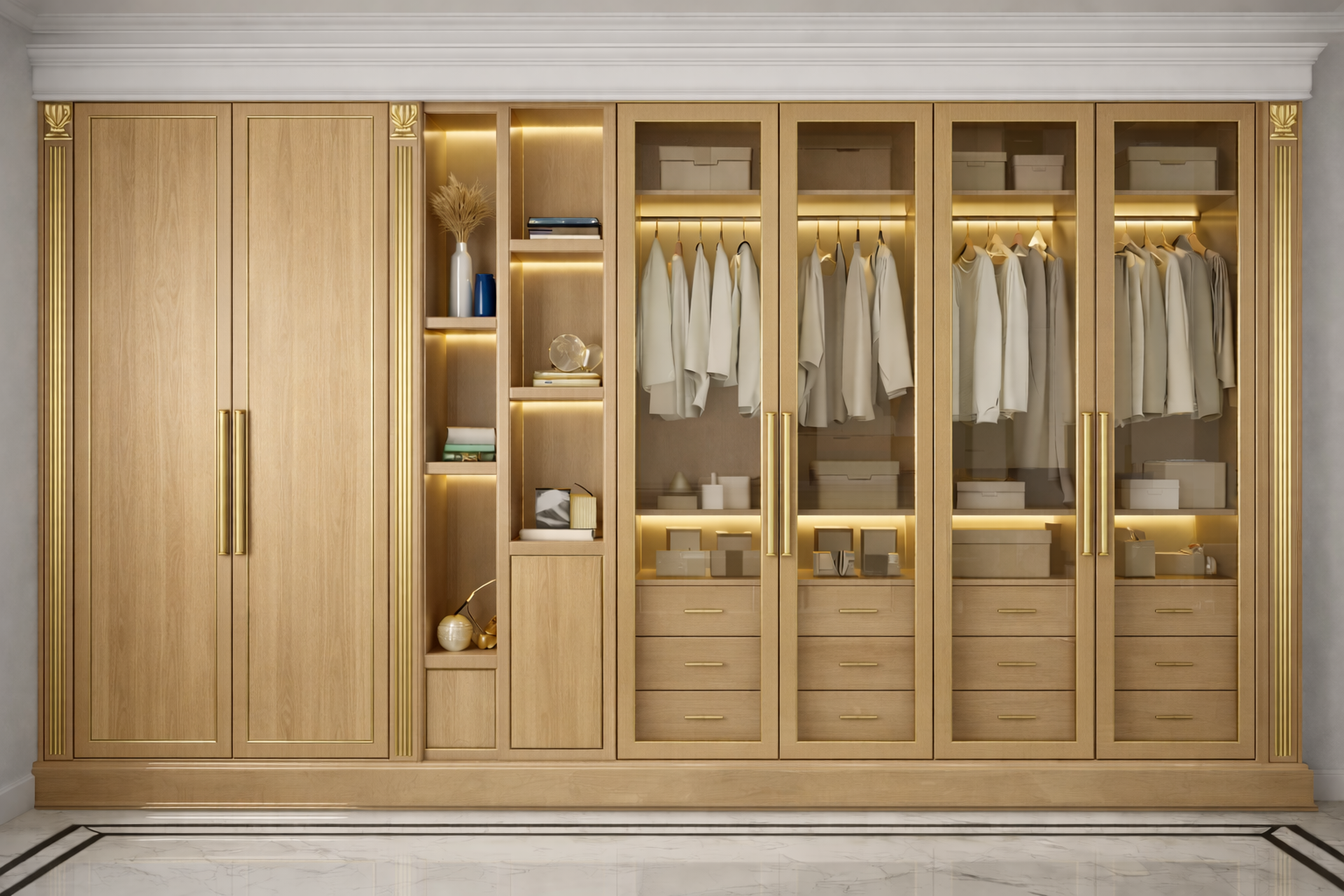 Smart & Elegant Wardrobes Vera Eleganza Wardrobe Natural Oat Color