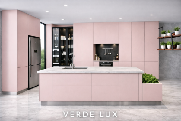 Verde Lux Kitchen Front Blush Pink Color Verde Lux Kitchen Front Blush Pink Color