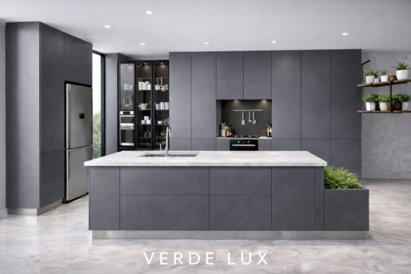 Verde Lux Kitchen Front Metallic Grey Color Verde Lux Kitchen Front Metallic Grey Color
