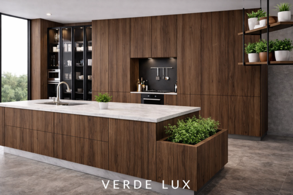 Verde Lux Kitchen Perspective Dark Walnut Color Verde Lux Kitchen Perspective Dark Walnut Color