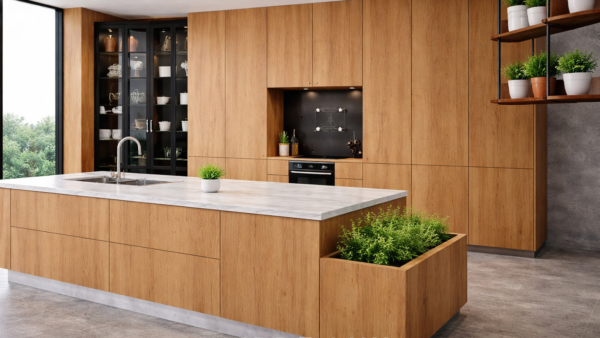 Verde Lux Kitchen Perspective Natural Oak Color
