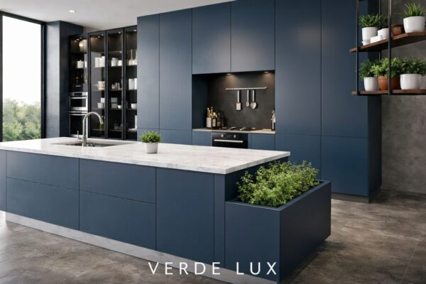Verde Lux Kitchen Perspective Navy Blue Color Verde Lux Kitchen Perspective Navy Blue Color