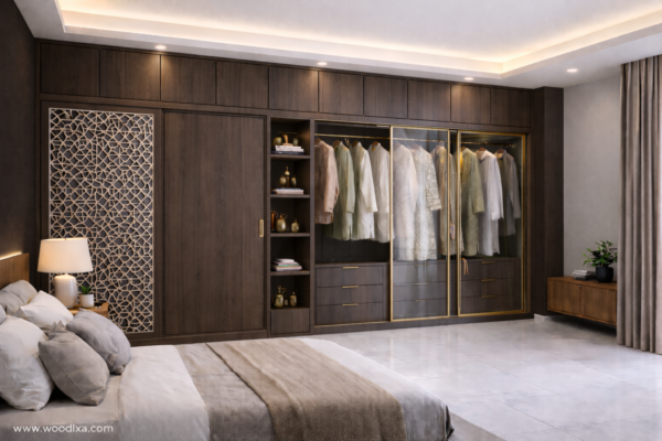 Zaara Wardrobe Dark Walnut Color Zaara Wardrobe Dark Walnut Color