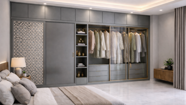 Zaara Wardrobe Metallic Grey Color