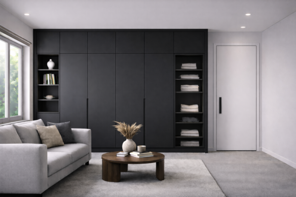 Averon Wardrobe Matte Black Color Averon Wardrobe Matte Black Color