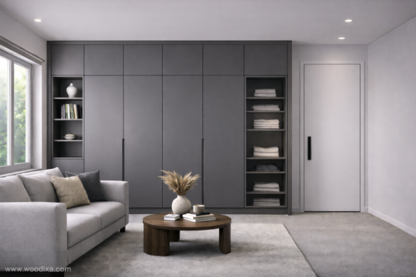 Averon Wardrobe Metallic Grey Color Averon Wardrobe Metallic Grey Color