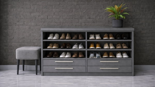 Forma Nero Shoe Rack Metallic Grey Color Forma Nero Shoe Rack Metallic Grey Color