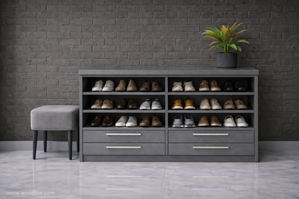 Forma Nero Shoe Rack Metallic Grey Color Forma Nero Shoe Rack Metallic Grey Color