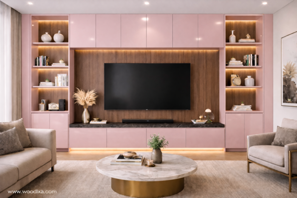 Riva Media Wall Blush Pink Color Riva Media Wall Blush Pink Color