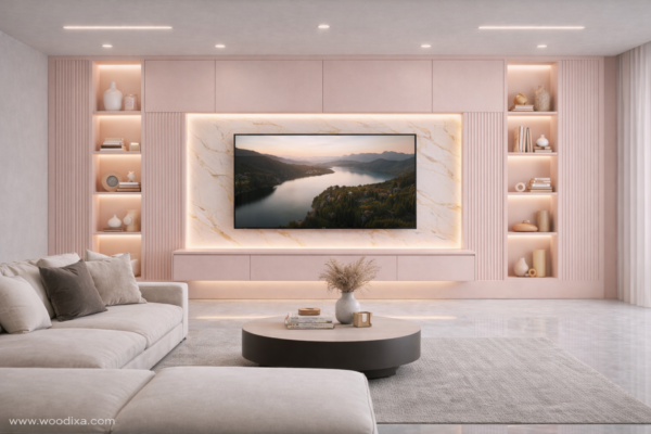 Velora Media Wall Blush Pink Color Velora Media Wall Blush Pink Color