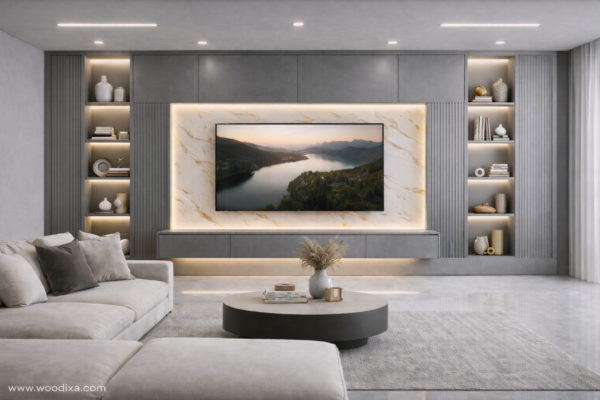 Velora Media Wall Metallic Grey Color Velora Media Wall Metallic Grey Color