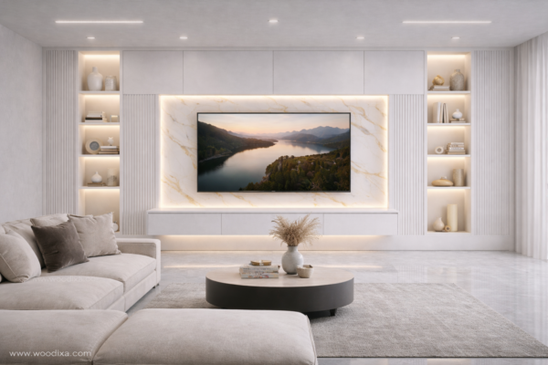 Velora Media Wall Pure White Color Velora Media Wall Pure White Color