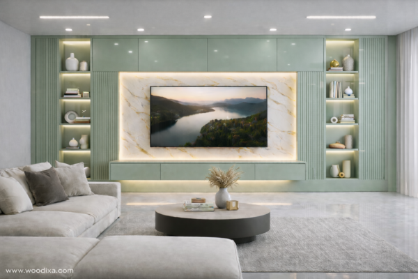 Velora Media Wall Sage Green Color Velora Media Wall Sage Green Color