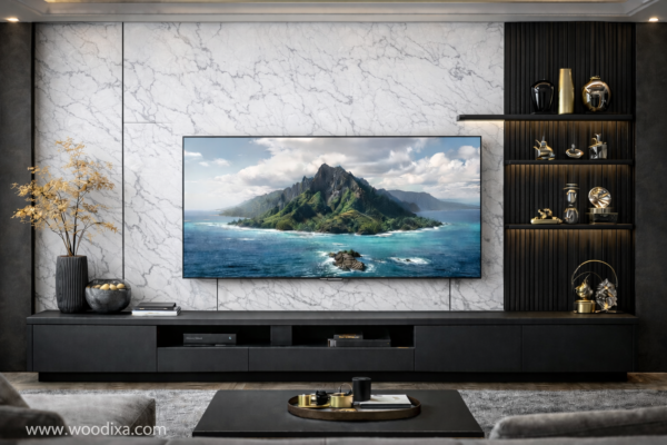 Verde Lux Media Wall Black Matte Color White Marble Background Verde Lux Media Wall Black Matte Color White Marble Background