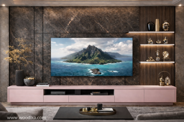 Verde Lux Media Wall Blush Pink Color Verde Lux Media Wall Blush Pink Color