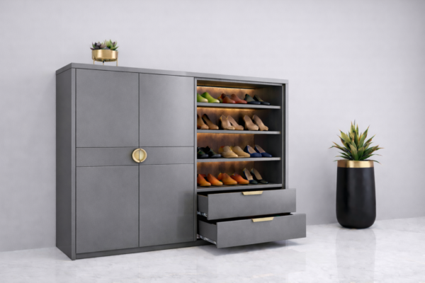 Verde Lux Shoe Rack Metallic Grey Color Verde Lux Shoe Rack Metallic Grey Color