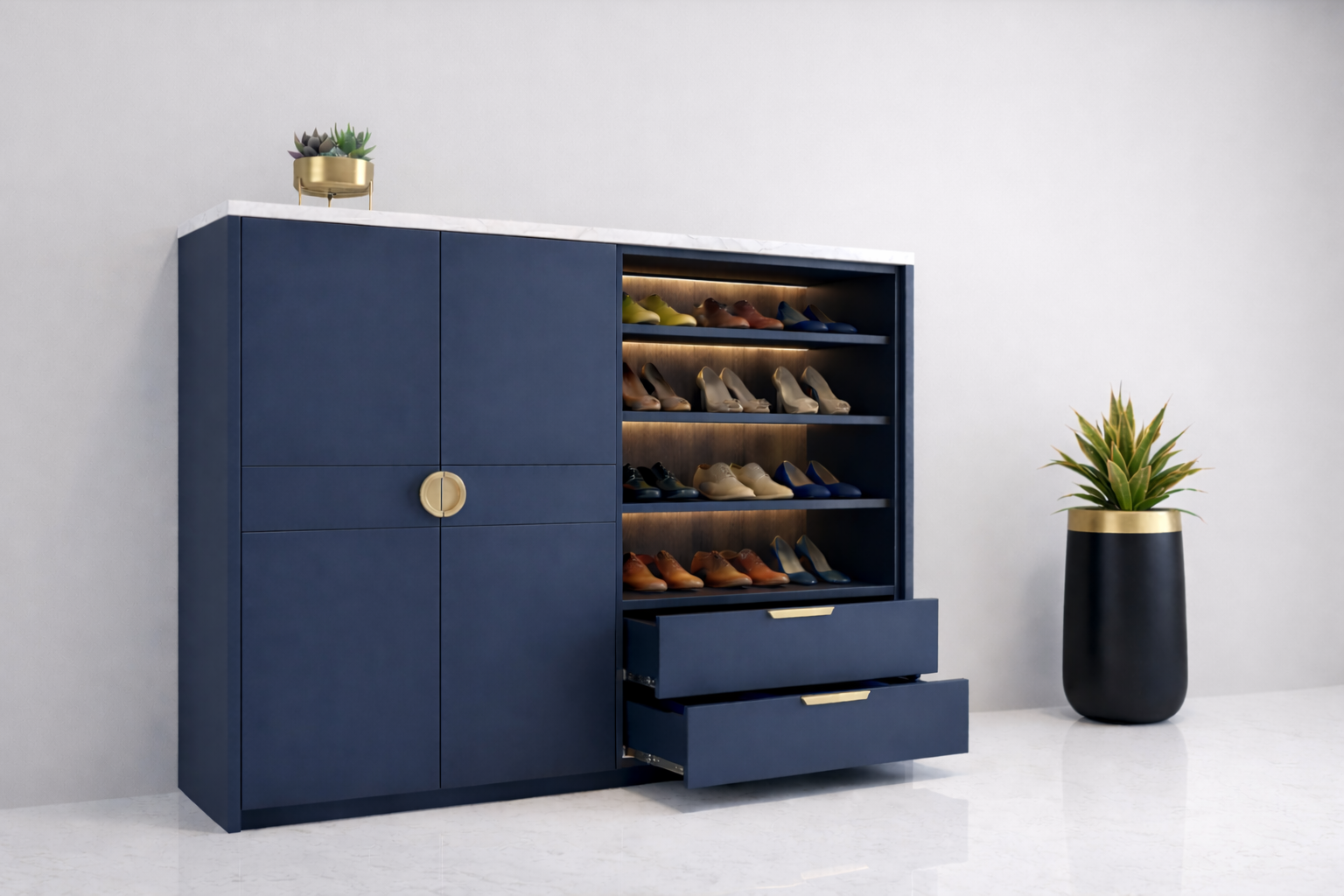 オフィス家具 Shoes box 3 door Gray Green Blue Antique VERDE LUX Shoe Rack – Elegant Storage Solution | Woodixa
