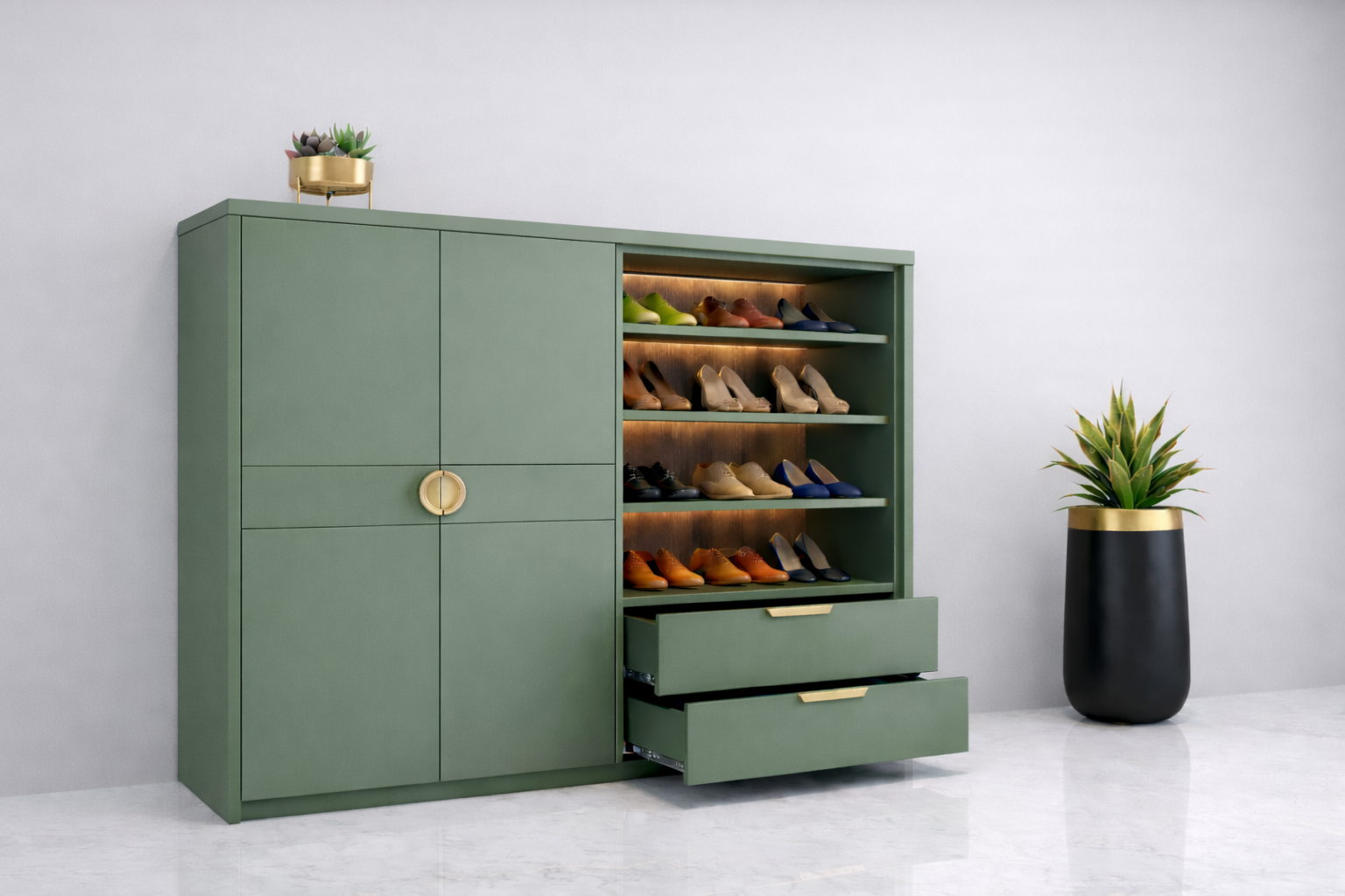 Smart Shoe Storage Verde Lux Shoe Rack Sage Green Color