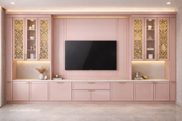 Zaara Media Wall Blush Pink Color Zaara Media Wall Blush Pink Color