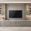 Zaara Media Wall Warm Grey Color Zaara Media Wall Warm Grey Color