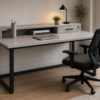 Altura Workstation Perspective With Chair Metallic Grey Matte Black Color Altura Workstation Perspective With Chair Metallic Grey Matte Black Color