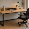Altura Workstation Perspective With Chair Natural Oat Matte Black Color Altura Workstation Perspective With Chair Natural Oat Matte Black Color