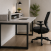 Altura Workstation Side View With Chair Metallic Grey Matte Black Color Altura Workstation Side View With Chair Metallic Grey Matte Black Color